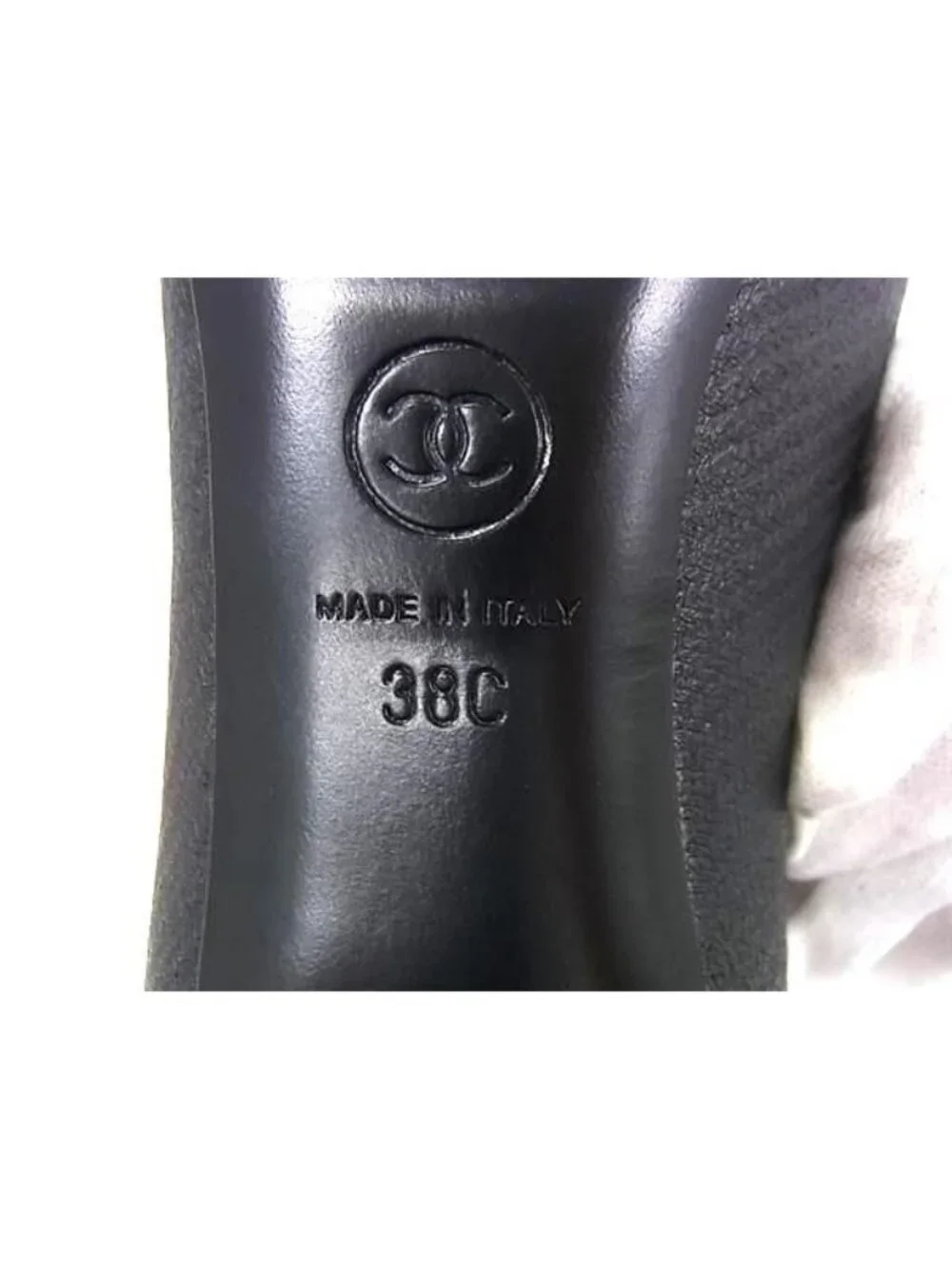 Chanel CC Logo Leather Heels Shoes Black